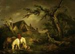 George Morland  - Bilder Gemälde - Watering Horses