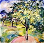 Edvard Munch  - Bilder Gemälde - Apple Tree in the Garden at Ekely