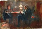 Edvard Munch  - Bilder Gemälde - Around the Paraffin Lamp