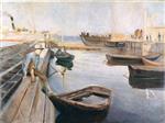 Edvard Munch  - Bilder Gemälde - Arrival of the Mail Boat
