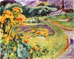 Edvard Munch  - Bilder Gemälde - Autumn by the Greenhouse