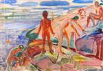 Edvard Munch  - Bilder Gemälde - Bathers on Rocks
