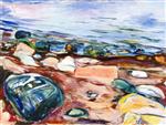 Edvard Munch  - Bilder Gemälde - Beach with Rocks