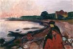 Edvard Munch  - Bilder Gemälde - Beach with Two Seated Women