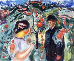 Edvard Munch  - Bilder Gemälde - Beneath the Red Apples