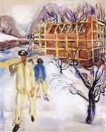 Edvard Munch  - Bilder Gemälde - Building Workers in the Snow
