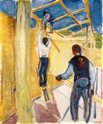 Edvard Munch  - Bilder Gemälde - Building Workers in the Studio