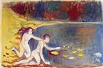 Edvard Munch  - Bilder Gemälde - By a Pond with Water Lilies