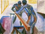 Edvard Munch  - Bilder Gemälde - Carpenters in the Studio