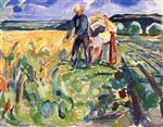 Edvard Munch  - Bilder Gemälde - Cutting the Corn