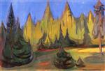 Edvard Munch  - Bilder Gemälde - Dark Spruce Forest