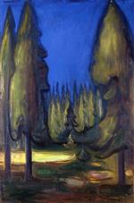 Edvard Munch  - Bilder Gemälde - Dark Spruce Forest