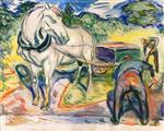 Edvard Munch  - Bilder Gemälde - Digging Men with Horse and Cart