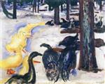 Edvard Munch  - Bilder Gemälde - Ducks and Turkeys in Snow