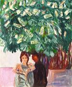 Edvard Munch  - Bilder Gemälde - Encounter beneath the Chestnut Tree