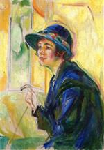 Edvard Munch  - Bilder Gemälde - Female Portrait against Yellow Background