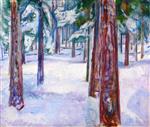 Edvard Munch  - Bilder Gemälde - Forest in Snow