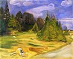 Edvard Munch  - Bilder Gemälde - Forest on the Way to Borre