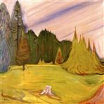 Edvard Munch  - Bilder Gemälde - Forest on the Way to Borre