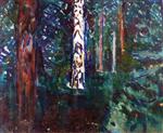 Edvard Munch  - Bilder Gemälde - Forest with Birch Trunks