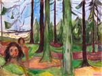 Edvard Munch  - Bilder Gemälde - Forest with Two Figures