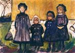 Edvard Munch  - Bilder Gemälde - Four Girls in Åsgårdstrand