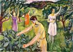 Edvard Munch  - Bilder Gemälde - Four Women in the Garden