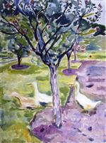 Edvard Munch  - Bilder Gemälde - Geese in the Garden