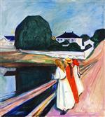 Edvard Munch  - Bilder Gemälde - Girls on the Bridge