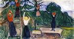Edvard Munch  - Bilder Gemälde - Girls Picking Fruit (The Linde Frieze)