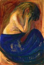 Edvard Munch  - Bilder Gemälde - Half-Nude in a Blue Skirt