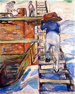 Edvard Munch  - Bilder Gemälde - Hodman on the Ladder