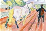 Edvard Munch  - Bilder Gemälde - Horse and Man in the Field