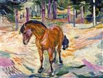 Edvard Munch  - Bilder Gemälde - Horse in a Landscape