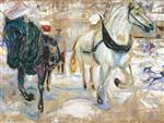 Edvard Munch  - Bilder Gemälde - Horse Team in Snow