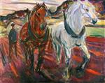 Edvard Munch  - Bilder Gemälde - Horse Team Plowing
