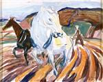 Edvard Munch  - Bilder Gemälde - Horses Plowing