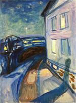 Edvard Munch  - Bilder Gemälde - House Wall in Moonlight