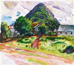 Edvard Munch  - Bilder Gemälde - House with Mountains in the Background