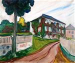 Edvard Munch  - Bilder Gemälde - House with Red Virginia Creeper