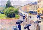 Edvard Munch  - Bilder Gemälde - Karl Johan in the Rain