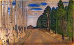 Edvard Munch  - Bilder Gemälde - Landscape with a Road