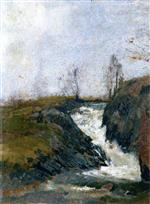 Edvard Munch  - Bilder Gemälde - Landscape with a Small Waterfall