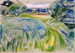 Edvard Munch  - Bilder Gemälde - Landscape with Green Fields