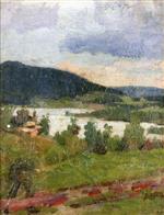 Edvard Munch  - Bilder Gemälde - Landscape with Lake and Forest