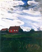 Edvard Munch  - Bilder Gemälde - Landscape with Red House