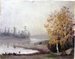 Edvard Munch  - Bilder Gemälde - Landscape with Trees and Water