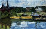 Edvard Munch  - Bilder Gemälde - Lübeck Harbour with the Holstentor