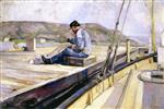 Edvard Munch  - Bilder Gemälde - Man Binding Fishnet