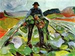 Edvard Munch  - Bilder Gemälde - Man in a Field of Cabbages